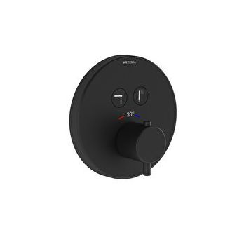 Artema A4271836 Mat Siyah AquaHeat Round Ankastre Termostatik Banyo Bataryası