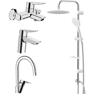 Artema Solid S Lavabo, Banyo, Eviye Batarya Ve Valtemo Tepe Duş Seti VS-5045