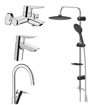 Artema Solid S Lavabo, Banyo, Eviye Batarya Ve Valtemo Tepe Duş Seti VS-5280
