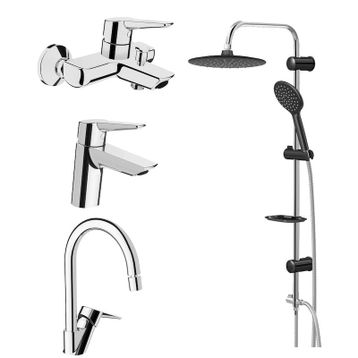 Artema Solid S Lavabo, Banyo, Eviye Batarya Ve Valtemo Tepe Duş Seti VS-5280
