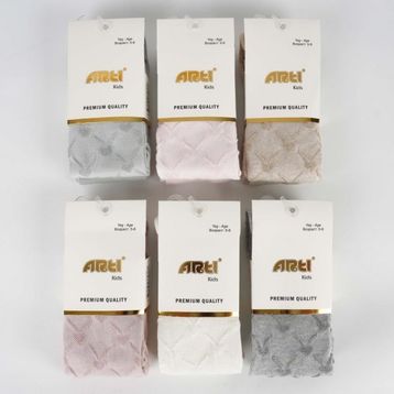 Artı 340023 Asorti Kalp Kabartmalı Kız Çocuk Külotlu Çorap