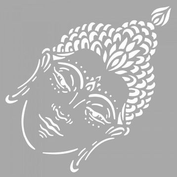 Artikel ST-1568 Buddha Kafası Stencil Tasarımı 30x30 cm Kanvas Tablo