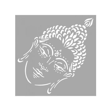 Artikel ST-1568 Buddha Kafası Stencil Tasarımı 30x30 cm Kanvas Tablo