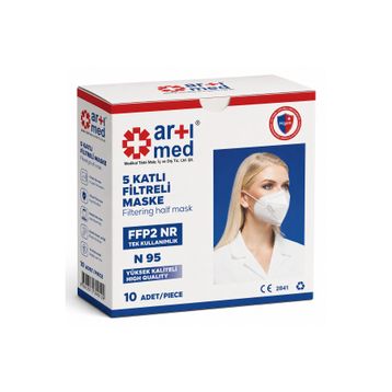 Artımed N95 FFP2 NR 5 Katlı 10 Adet Koruyucu Maske