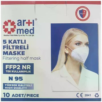 Artımed N95 FFP2 NR 5 Katlı 10 Adet Koruyucu Maske