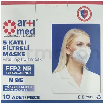 Artımed N95 FFP2 NR 5 Katlı 10 Adet Koruyucu Maske