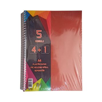 Artlantis 5 Konulu 125 Yaprak 4 Kareli + 1 Çizgili Plastik Kapak Seperatörlü Turuncu Spiralli Defter