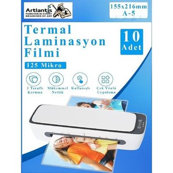 Artlantis A5 Standart Beyaz 125 Mikron 10 Adet Parlak Laminasyon Filmi