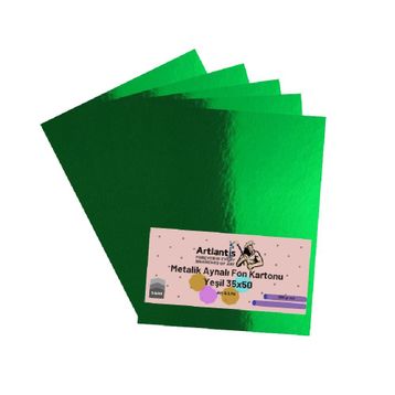 Artlantis Metalik Aynalı 5 Adet 35x50 cm Yeşil Fon Kartonu