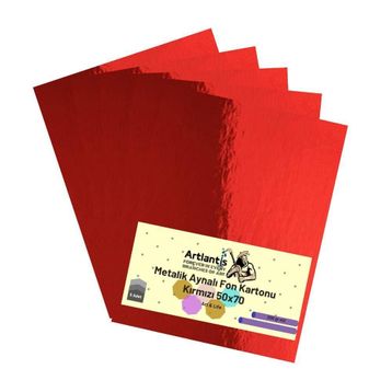Artlantis Metalik Aynalı Kırmızı 5 Adet 50x70 cm Fon Kartonu