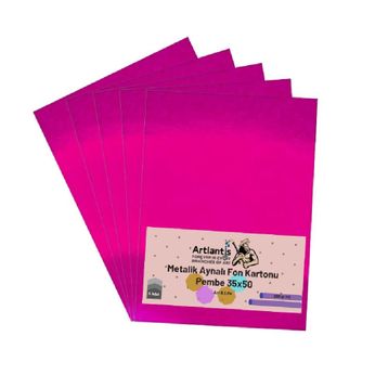 Artlantis Metalik Aynalı Pembe 5'li 35x50 cm Fon Kartonu
