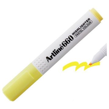 Artline 660 1.0-4.0 mm Pastel Sarı 12 Adet Kesik Uç Fosforlu Kalem