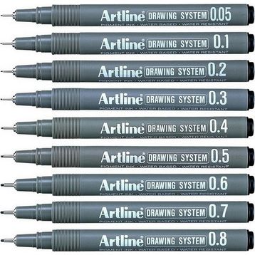 Artline 9'lu Set Siyah Drawıng System Çizim Kalemi