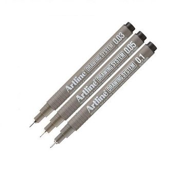Artline Drawing 0.03-0.05-0.1 mm Siyah 3 Adet Teknik Çizim Kalemi