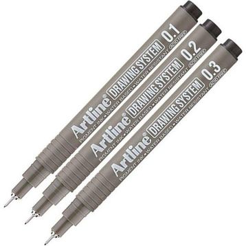 Artline Drawing 0.1-0.2-0.3 mm Siyah 3 Adet Teknik Çizim Kalemi