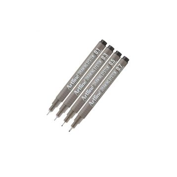 Artline Drawing 0.1-0.3-0.5-0.7 mm Siyah 4 Adet Teknik Çizim Kalemi