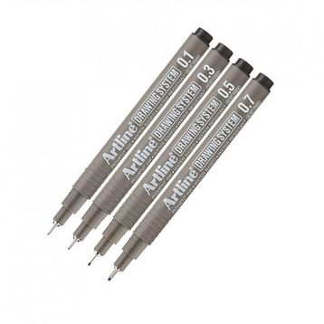 Artline Drawing 0.1-0.3-0.5-0.7 mm Siyah 4 Adet Teknik Çizim Kalemi