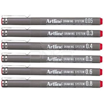 Artline Drawing System Kırmızı Teknik Çizim Kalemi