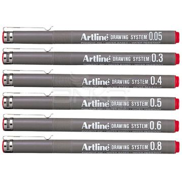 Artline Drawing System Kırmızı Teknik Çizim Kalemi