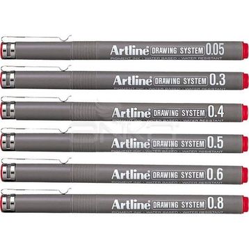 Artline Drawing System Kırmızı Teknik Çizim Kalemi