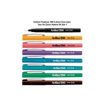 Artline Fineliner 8'li Set 1 200 0.4 mm İnce Uçlu Yazı ve Çizim Kalemi