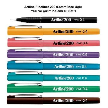 Artline Fineliner 8'li Set 1 200 0.4 mm İnce Uçlu Yazı ve Çizim Kalemi
