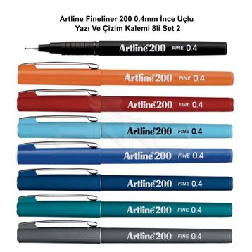 Artline Fineliner 8'li Set 1 200 0.4 mm İnce Uçlu Yazı ve Çizim Kalemi