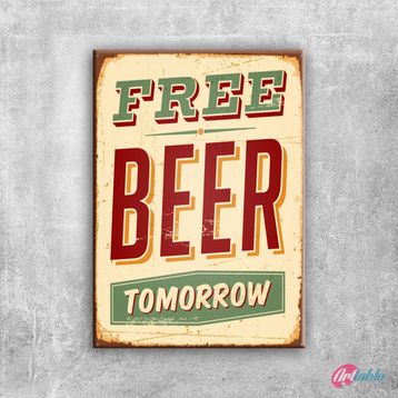 ArtTablo Free Beer Tomorrow Retro & Motto 40x60 cm Kanvas Tablo