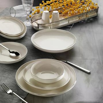 Aryıldız Acoustic Silver 6 Kişilik 30 Parça Çok Renkli Porselen Yemek Takımı