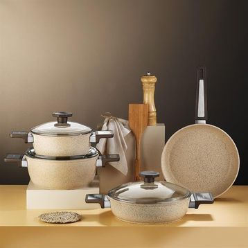 Aryıldız AR260210 Vortex Cappuccino 7 Parça Granit Tencere Seti