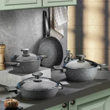 Aryıldız AR260241 Vortex Granitium 7 Parça Granit Tencere Seti
