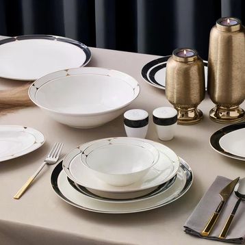 Aryıldız Crystal Provence Black 56 Parça 12 Kişilik Yemek Takımı