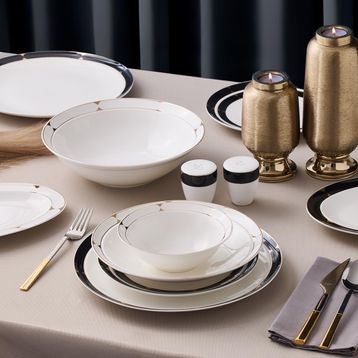 Aryıldız Crystal Provence Black 56 Parça 12 Kişilik Yemek Takımı