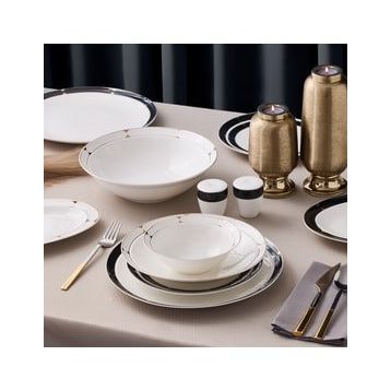 Aryıldız Crystal Provence Black 56 Parça 12 Kişilik Yemek Takımı