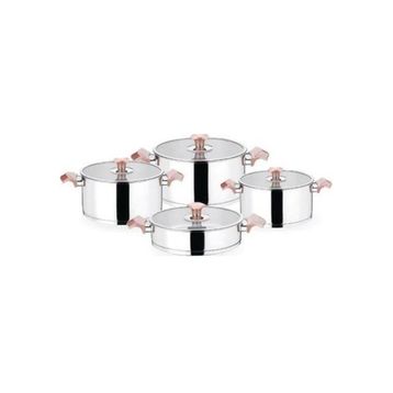 Aryıldız King Rose Gold Cam 8 Parça Çelik Tencere Seti