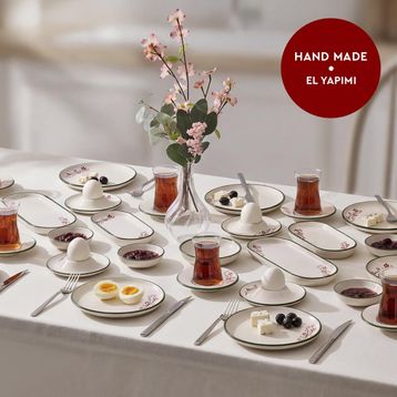 Aryıldız Rosella 36 Parça 6 Kişilik Seramik Kahvaltı Takımı - Yeşil