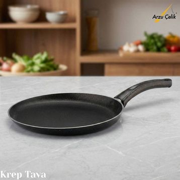 Arzu Çelik Siyah 32 cm Granit Krep Tavası