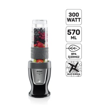 Arzum AR1120 Shake’n Take One Smoothie Buz Kırma 300 W 570 ml Siyah Şişe Kişisel Blender