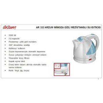 Arzum AR332 Mimoza 2200 W 2 lt Kapasiteli Su Isıtıcı Beyaz