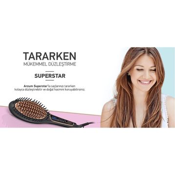 Arzum AR5036 Superstar Siyah 220-240V Saç Düzleştirici Fırça