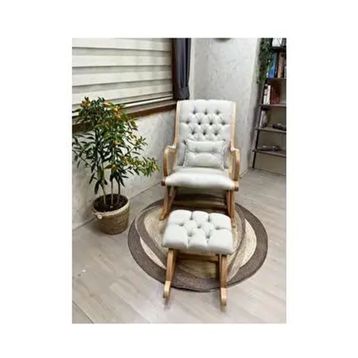 Asedia Mobilya Rustik Naturel Krem Sallanan Sandalye Dinlenme Emzirme Baba Tv Okuma Uzanma Koltuğu Berjer