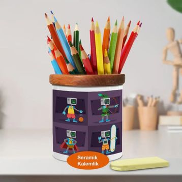 Asilmeydan 446674243 Eğlenceli Aktiviteli Robot Seramik Kalemlik
