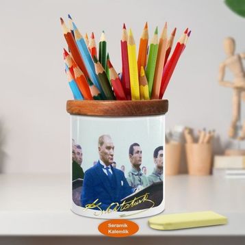Asilmeydan 450372375 Dinleyici Mustafa Kemal Atatürk Ahşap Seramik Kalemlik