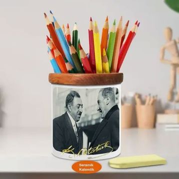 Asilmeydan 451739243 Sohbet Eden Mustafa Kemal Atatürk Ahşap Seramik Kalemlik