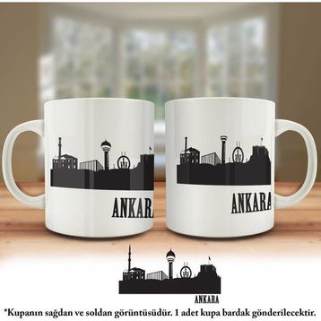Asilmeydan Ankara Başkent Şehir Silueti Basklı Kupa Bardak