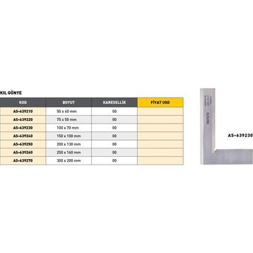Asimeto AS-639260 250x160 mm Metal Kıl Gönye