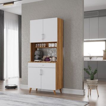 Aslan Mobilya Ceviz 70x210 cm Çok Amaçlı Mutfak Dolabı Kahve Köşesi
