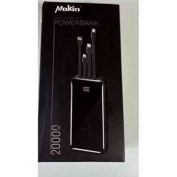 Aslantıc Mokın 20.000 mAh 3 Kablolu Siyah Powerbank
