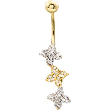 Aslı Gold Üçlü Kelebek Altın Göbek Piercing