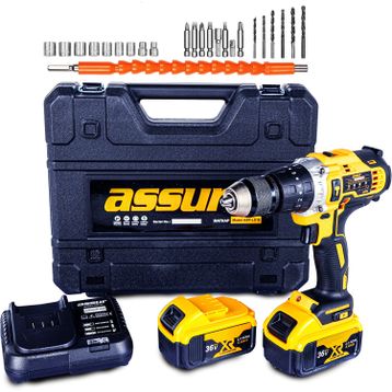 Assur 36 V 5 Ah Li-ıon 13 mm Mandren Şarjlı Darbeli Çift Akülü Matkap